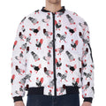 Exotic Chicken Pattern Print Zip Sleeve Bomber Jacket