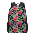Exotic Hibiscus Flowers Pattern Print 17 Inch Backpack