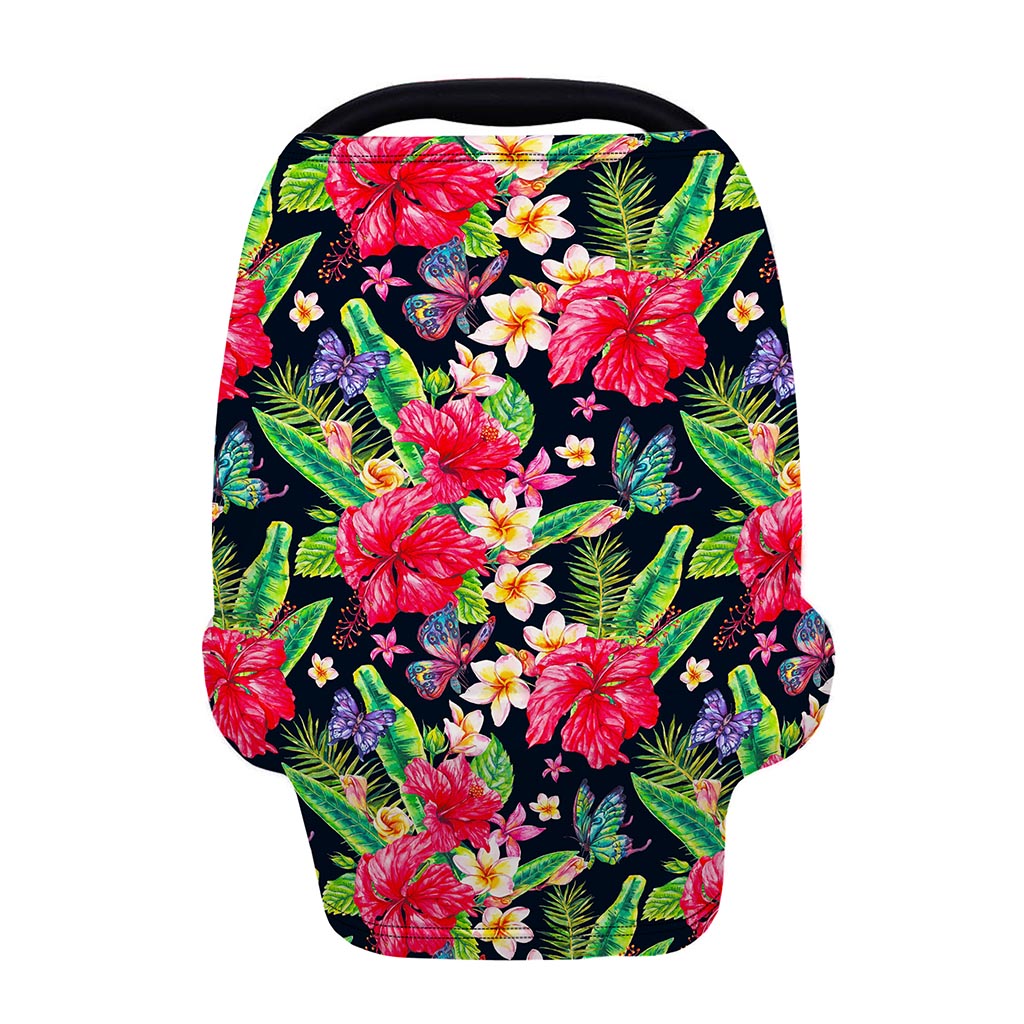 Exotic Hibiscus Flowers Pattern Print Baby Seat Cover