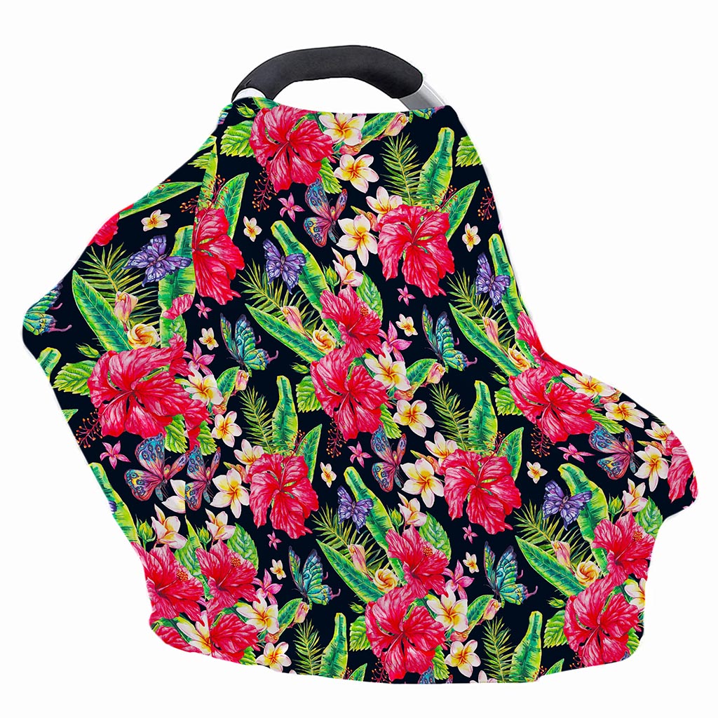 Exotic Hibiscus Flowers Pattern Print Baby Seat Cover
