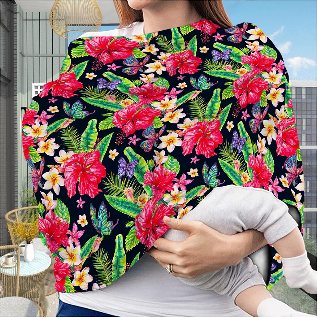 Exotic Hibiscus Flowers Pattern Print Baby Seat Cover