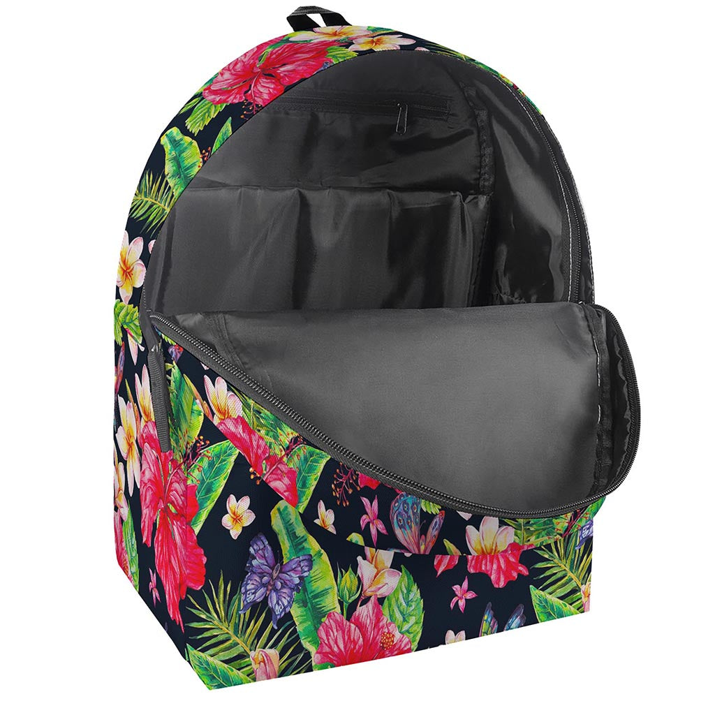 Exotic Hibiscus Flowers Pattern Print Backpack