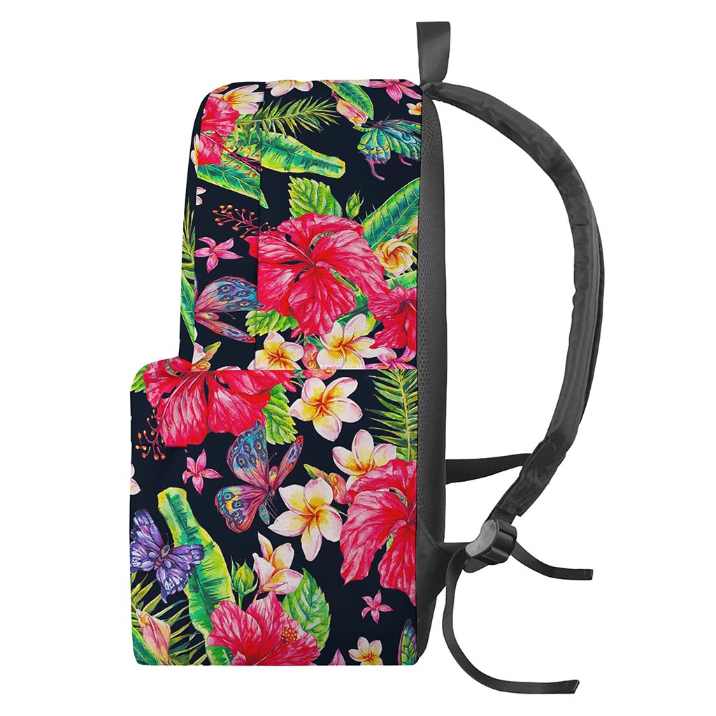 Exotic Hibiscus Flowers Pattern Print Backpack