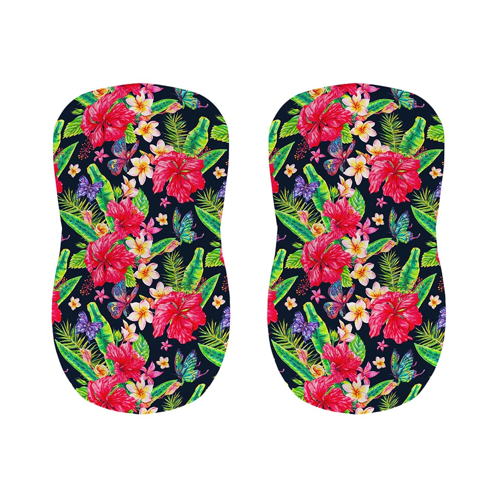 Exotic Hibiscus Flowers Pattern Print Bar Stool Covers