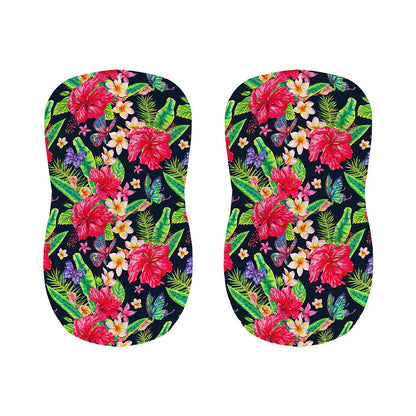 Exotic Hibiscus Flowers Pattern Print Bar Stool Covers