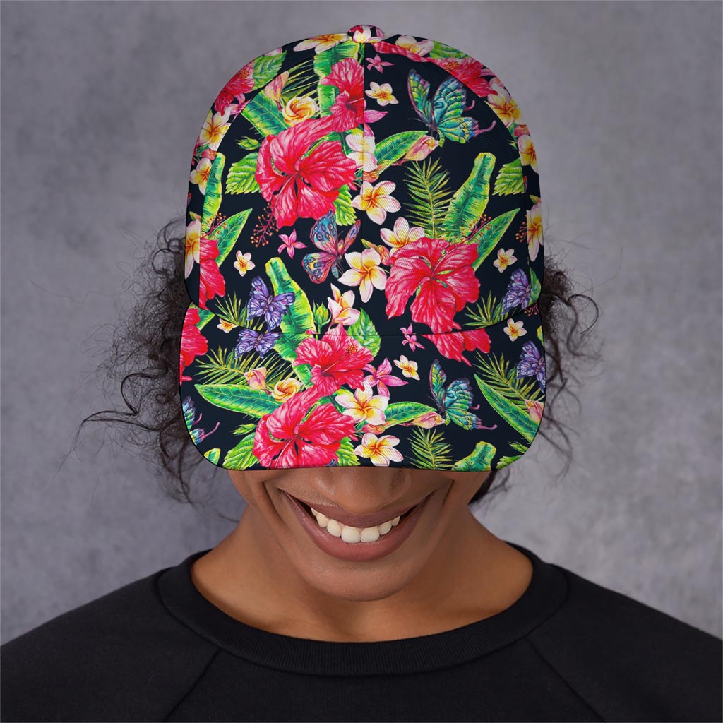 Exotic Hibiscus Flowers Pattern Print Baseball Cap
