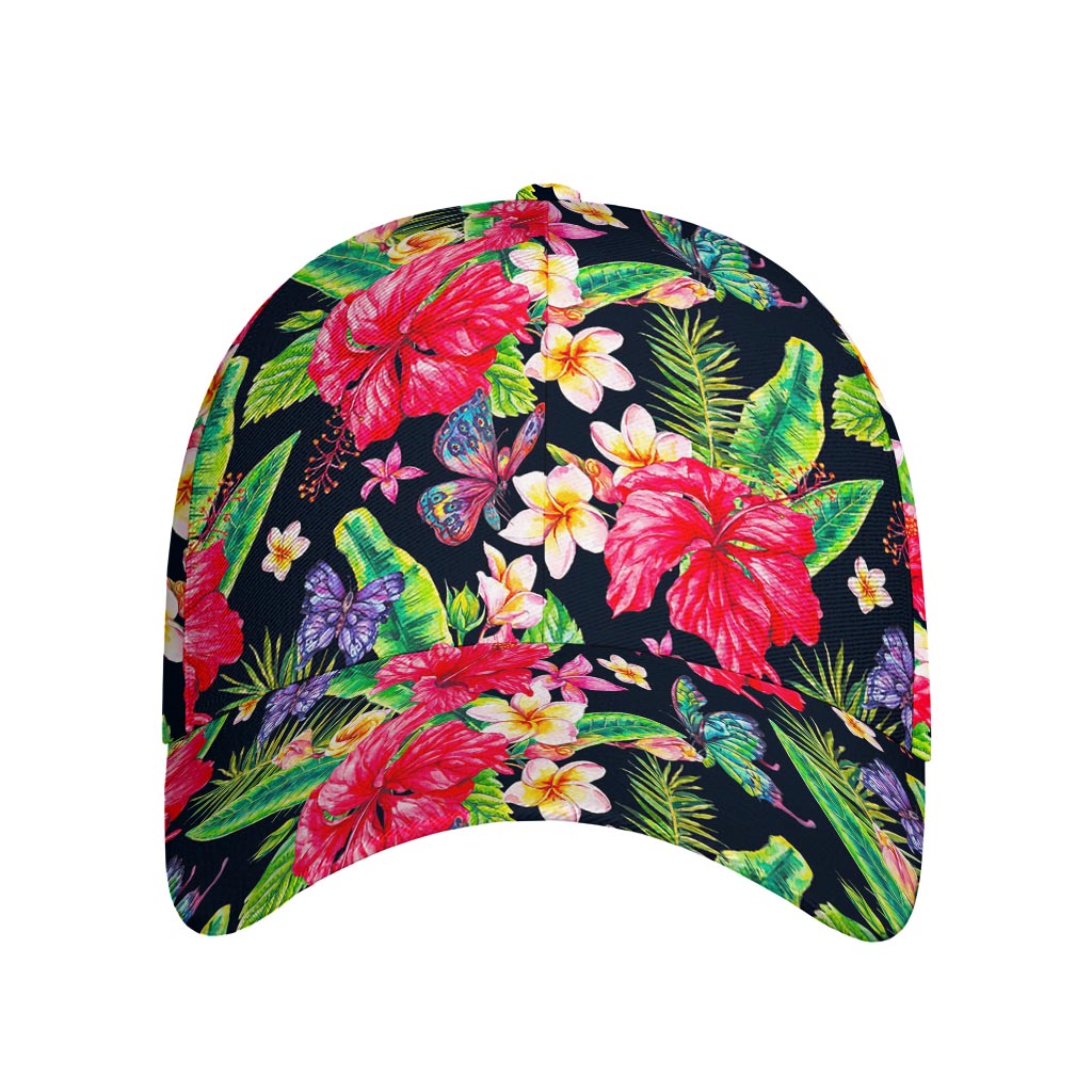 Exotic Hibiscus Flowers Pattern Print Baseball Cap