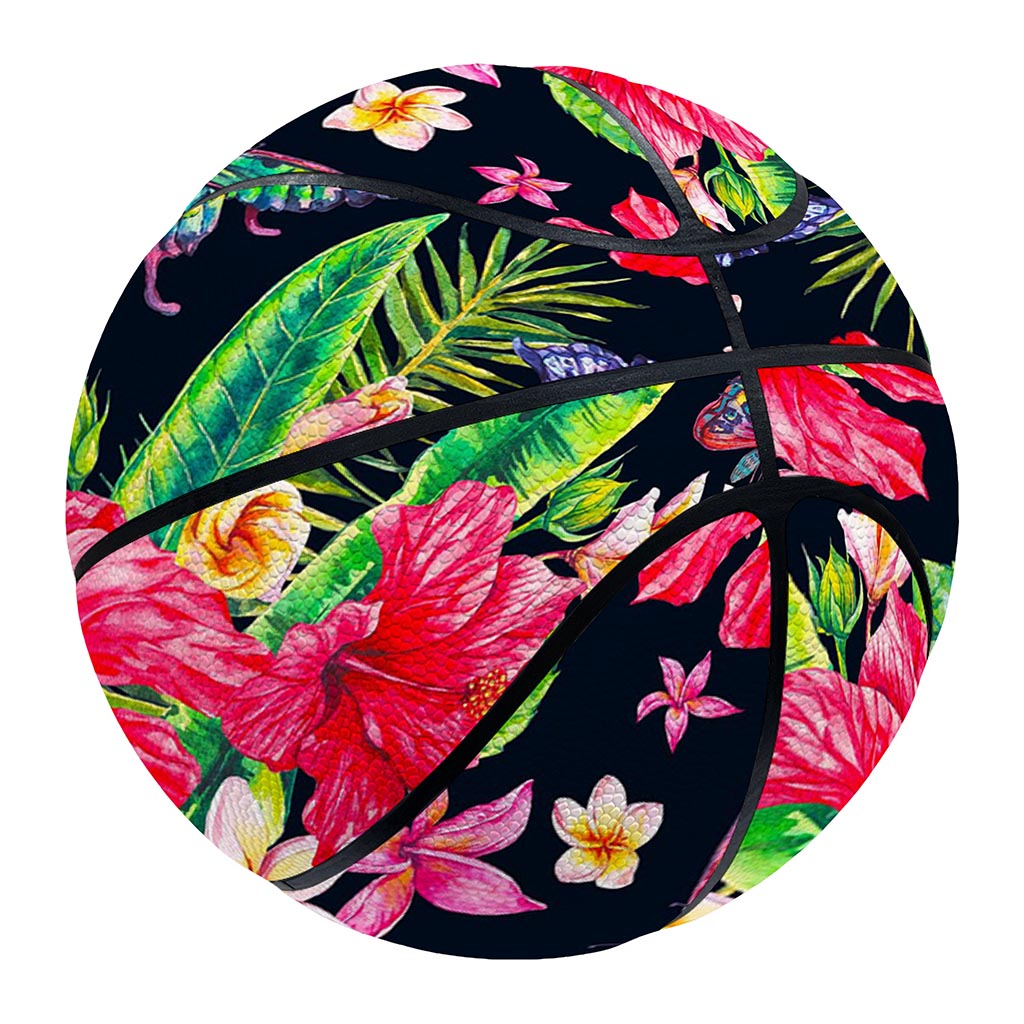 Exotic Hibiscus Flowers Pattern Print Basketball