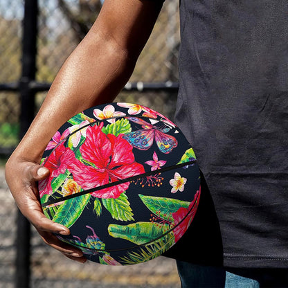 Exotic Hibiscus Flowers Pattern Print Basketball