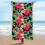 Exotic Hibiscus Flowers Pattern Print Beach Towel