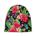 Exotic Hibiscus Flowers Pattern Print Beanie