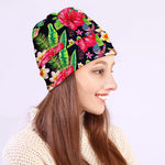 Exotic Hibiscus Flowers Pattern Print Beanie