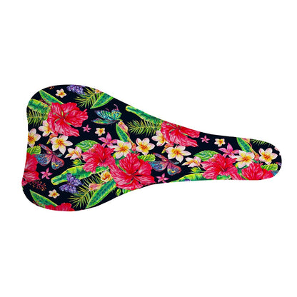 Exotic Hibiscus Flowers Pattern Print Bicycle Seat Cover
