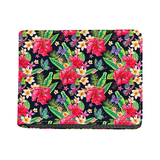 Exotic Hibiscus Flowers Pattern Print Bifold Wallet