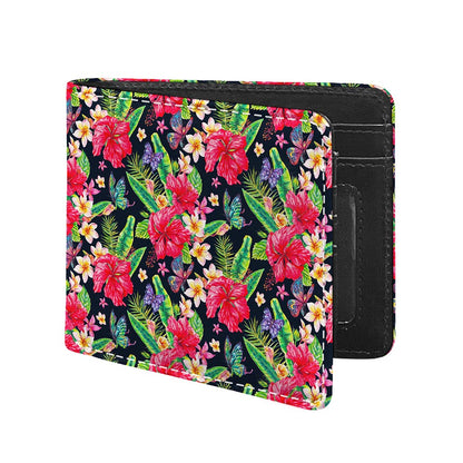 Exotic Hibiscus Flowers Pattern Print Bifold Wallet