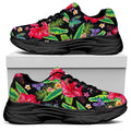 Exotic Hibiscus Flowers Pattern Print Black Chunky Shoes