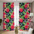 Exotic Hibiscus Flowers Pattern Print Dimout Pencil Pleat Curtains