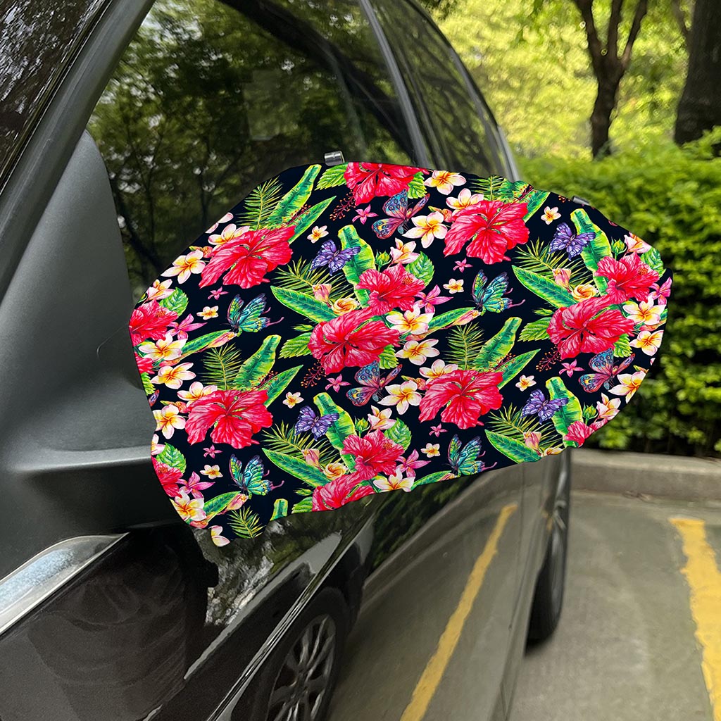 Exotic Hibiscus Flowers Pattern Print Car Side Mirror Covers