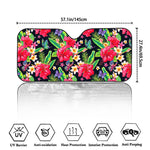 Exotic Hibiscus Flowers Pattern Print Car Windshield Sun Shade