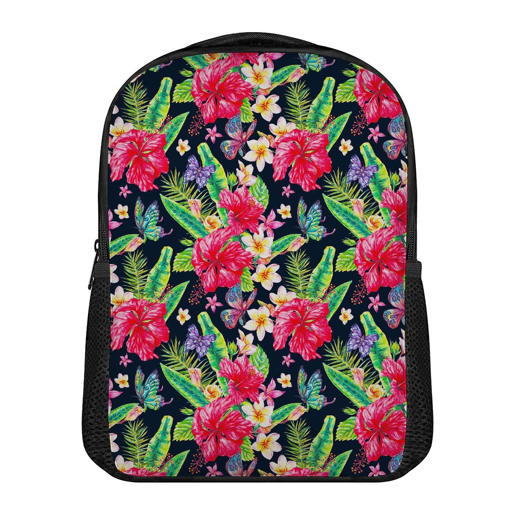 Exotic Hibiscus Flowers Pattern Print Casual Backpack