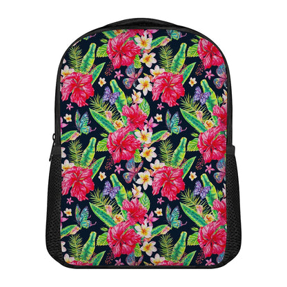 Exotic Hibiscus Flowers Pattern Print Casual Backpack