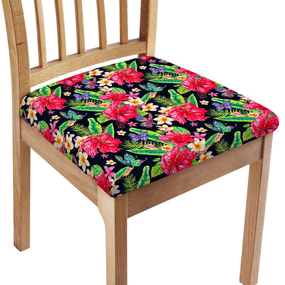 Exotic Hibiscus Flowers Pattern Print Chair Cushion Cover