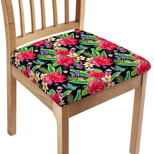 Exotic Hibiscus Flowers Pattern Print Chair Cushion Cover