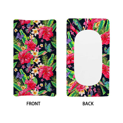 Exotic Hibiscus Flowers Pattern Print Changing Pad Cover