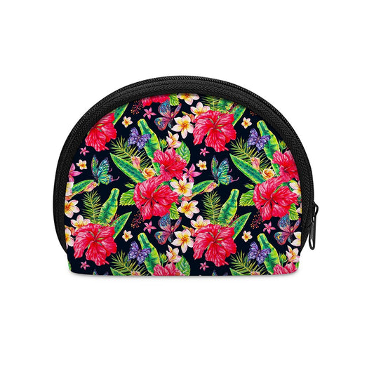 Exotic Hibiscus Flowers Pattern Print Coin Purse