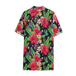 Exotic Hibiscus Flowers Pattern Print Cotton Hawaiian Shirt