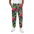 Exotic Hibiscus Flowers Pattern Print Cotton Sweatpants