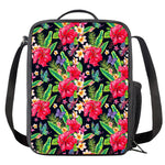 Exotic Hibiscus Flowers Pattern Print Crossbody Lunch Bag