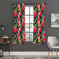 Exotic Hibiscus Flowers Pattern Print Grommet Curtain Panels