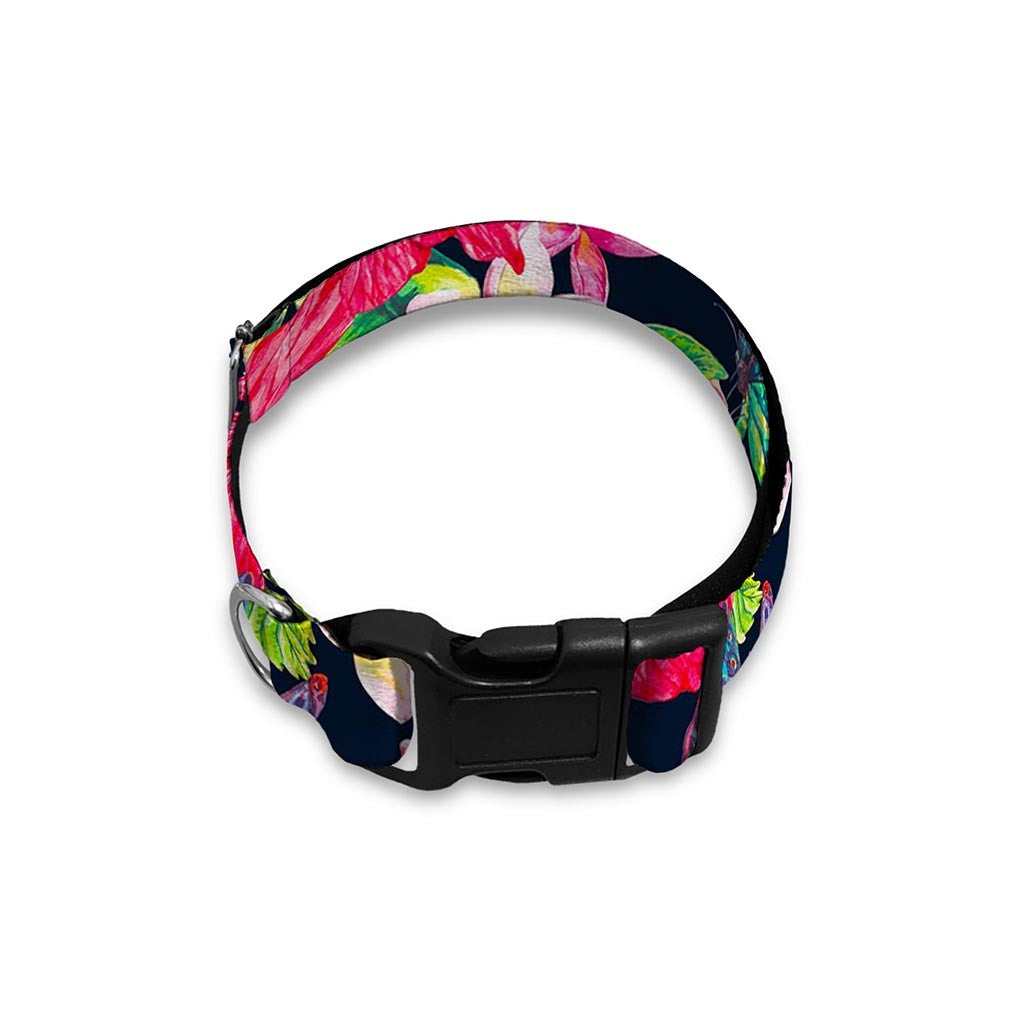 Exotic Hibiscus Flowers Pattern Print Dog Collar