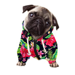 Exotic Hibiscus Flowers Pattern Print Dog Zip Up Hoodie