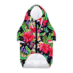 Exotic Hibiscus Flowers Pattern Print Dog Zip Up Hoodie