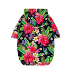 Exotic Hibiscus Flowers Pattern Print Dog Zip Up Hoodie