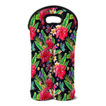 Exotic Hibiscus Flowers Pattern Print Double Neoprene Wine Tote