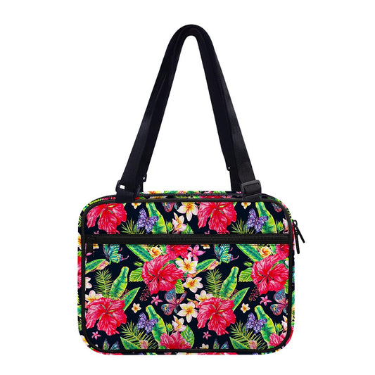 Exotic Hibiscus Flowers Pattern Print Double Strap Bible Bag