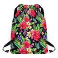 Exotic Hibiscus Flowers Pattern Print Drawstring Backpack