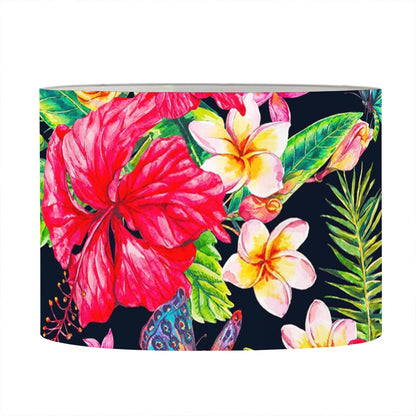 Exotic Hibiscus Flowers Pattern Print Drum Lamp Shade