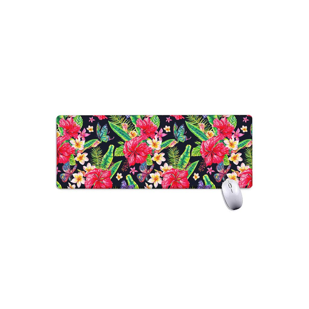 Exotic Hibiscus Flowers Pattern Print Extended Mouse Pad
