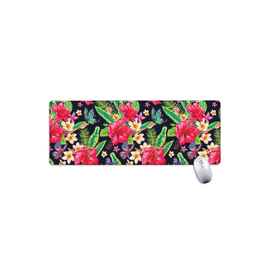 Exotic Hibiscus Flowers Pattern Print Extended Mouse Pad