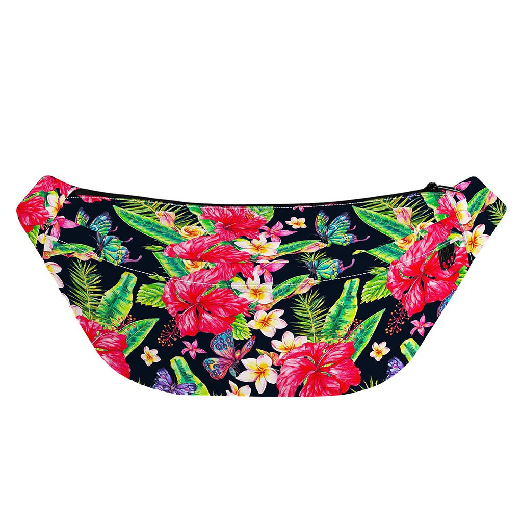 Exotic Hibiscus Flowers Pattern Print Fanny Pack