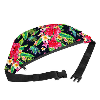 Exotic Hibiscus Flowers Pattern Print Fanny Pack