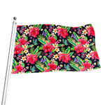 Exotic Hibiscus Flowers Pattern Print Flag