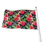 Exotic Hibiscus Flowers Pattern Print Flag