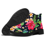 Exotic Hibiscus Flowers Pattern Print Flat Ankle Boots