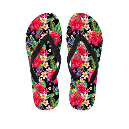 Exotic Hibiscus Flowers Pattern Print Flip Flops