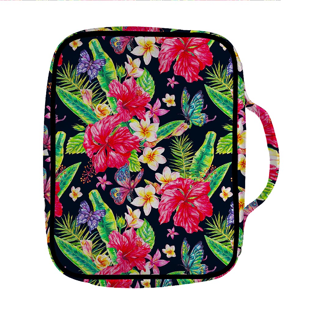 Exotic Hibiscus Flowers Pattern Print Front Pocket Bible Bag